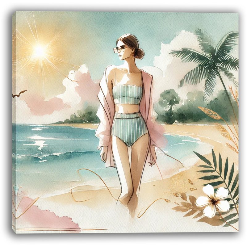 «Tranquil Escape Beach», reproduction d'art sur toile, H 12 po x l 12 po