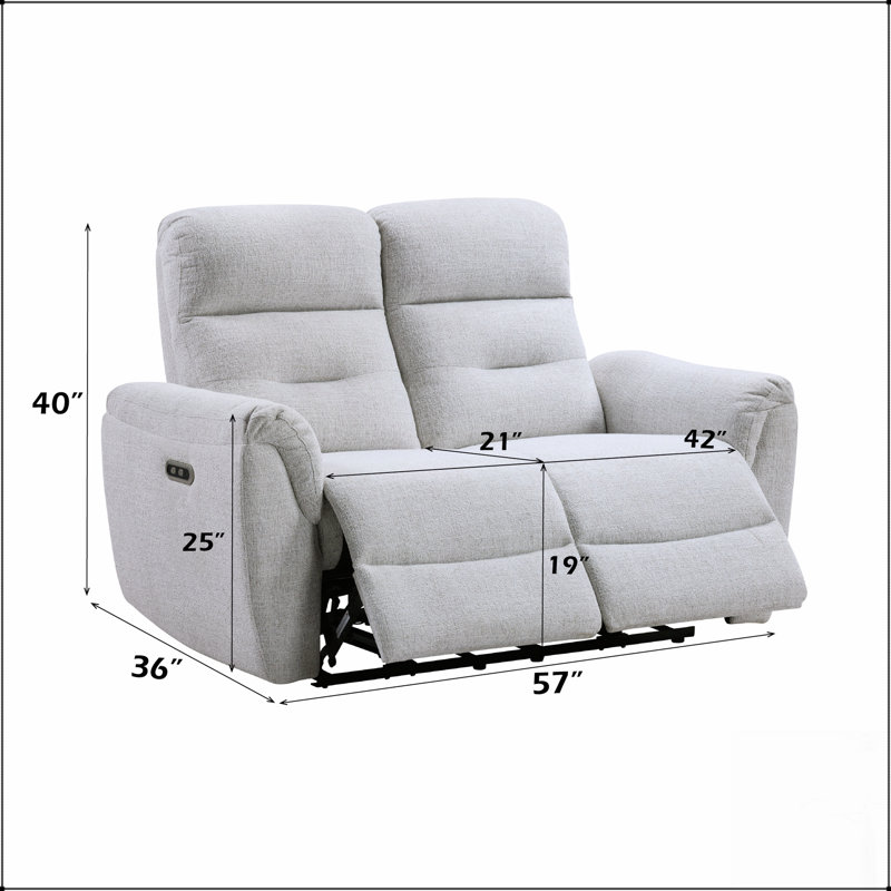 Eastre Gray Chenille Power Motion Loveseat With USB And Type C Ports For Comfort And Convenience