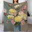Jeté en flanelle de luxe à fleurs bleues, couverture douce et douce pour le salon-134404931