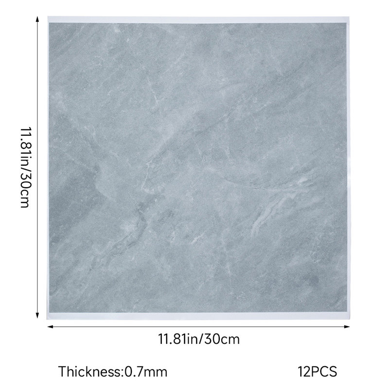 12Pcs Marble Texture Self-adhesive PVC Flooring Tile