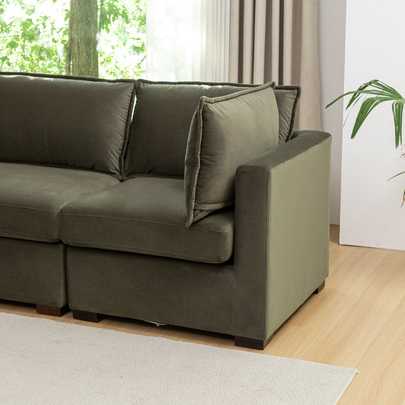 Canapé modulaire 4 pièces Dosh, Polyester vert olive