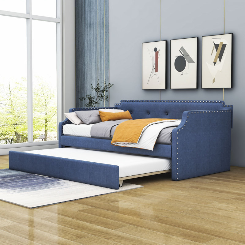 Lit de jour simple avec couchette Aranwen, Bleu
