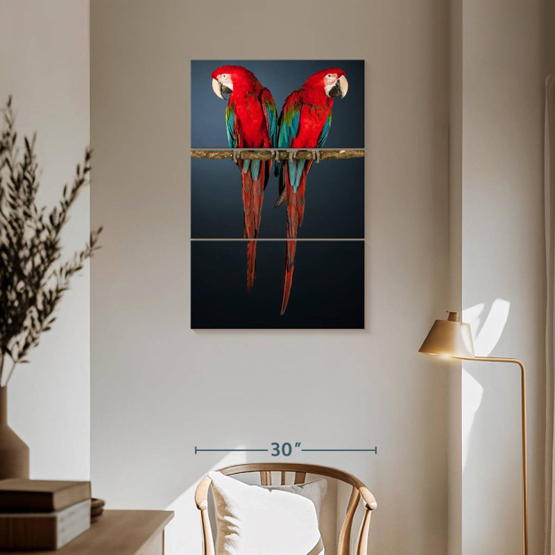 Brampt Red Green Macaws, 57" H x 36" W