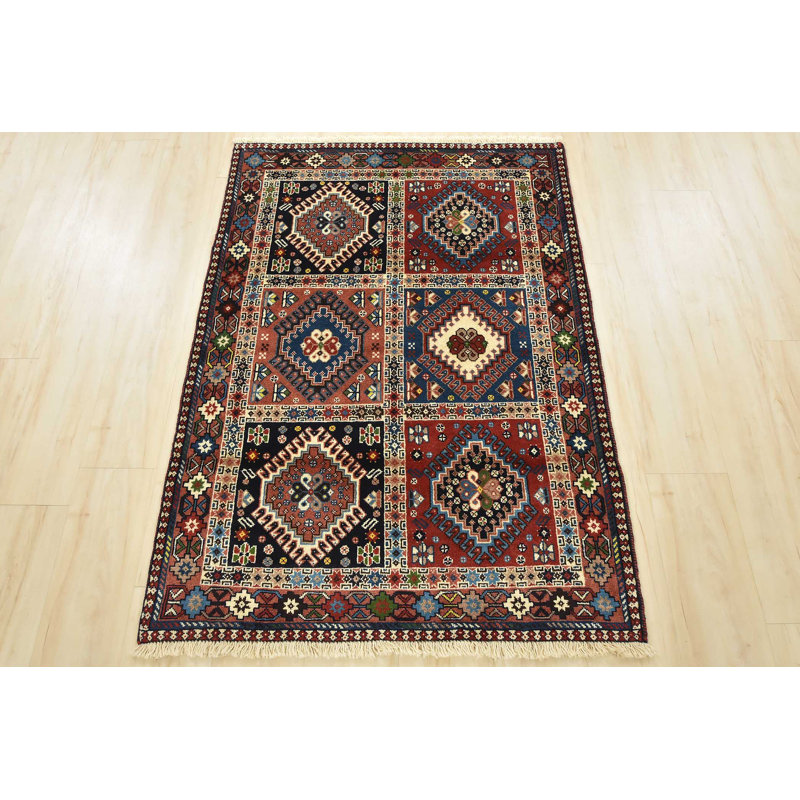 Tapis unique en laine 3 pi 5 po x 4 pi 10 po Fahja Bleu