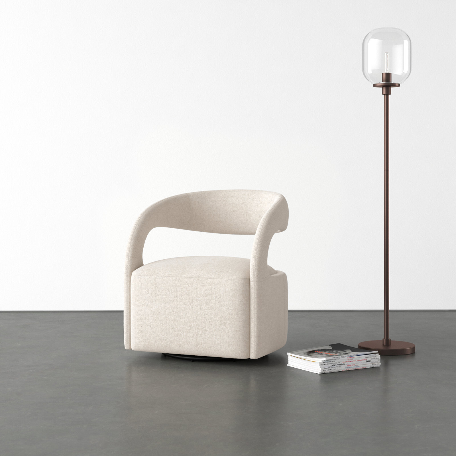Finton Genuine Leather Swivel Armchair, Omari Natural