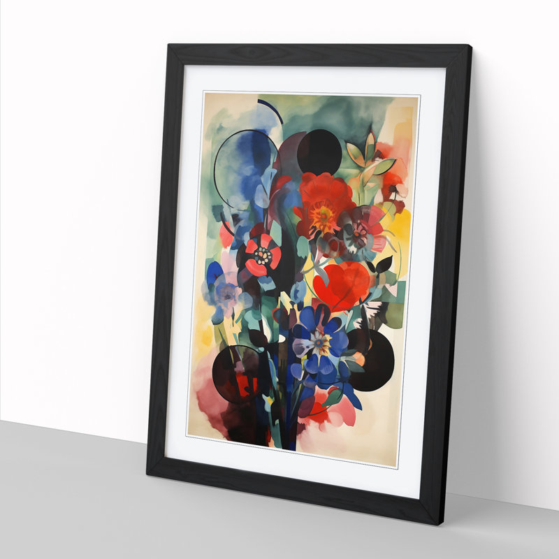 Bauhaus Flowers Vol.1 - Single Picture Frame Print, 46cm H x 34cm W, Black Framed