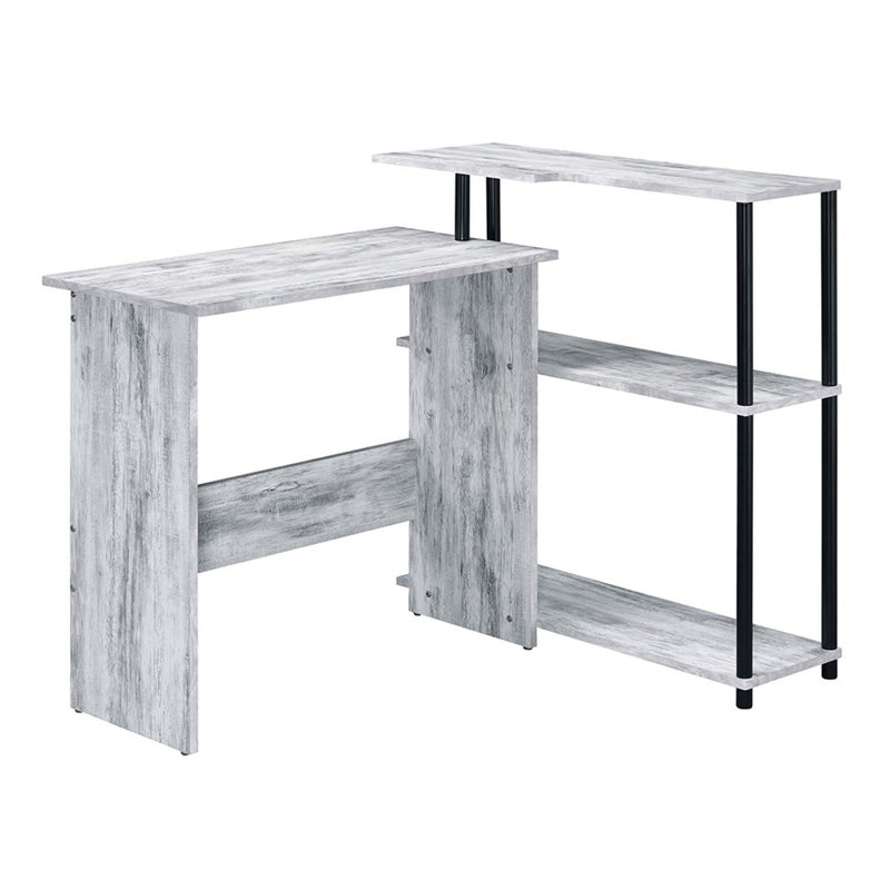Bureau d'écriture Ievi, finition blanc antique et noir, Blanc antique