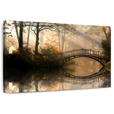 Misty Park Bridge Canvas Print