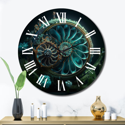 Bioluminescent Spiral Oceanic Astrolabe III Wall Clock