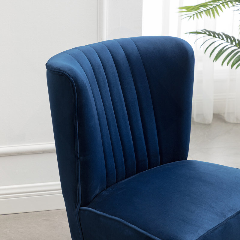 Fauteuil d'appoint contemporain en velours, bleu, Navy Blue