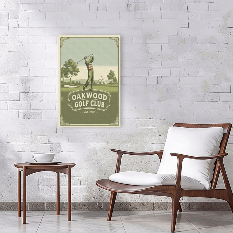«Classic Golf Club Swing», art mural rétro classique rétro, paysage, 36" H x 24" W