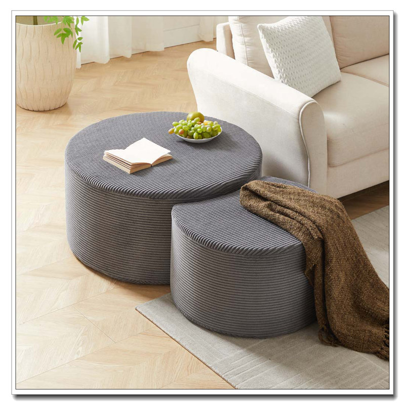 Ensemble de tables basses rembourrées Upholstered, Gris
