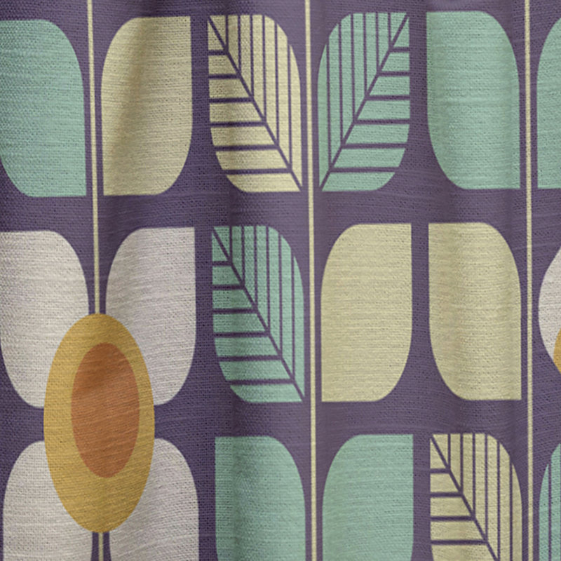 Panneau de rideau simple semi-diaphane avec passe-tringle Mid-Century Botanical Design III, l 52 po x L 120 po