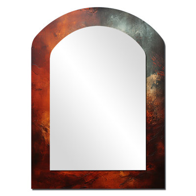 Maroon Mars Mystery Planet I - Large Arched Wall Mirror On Metal