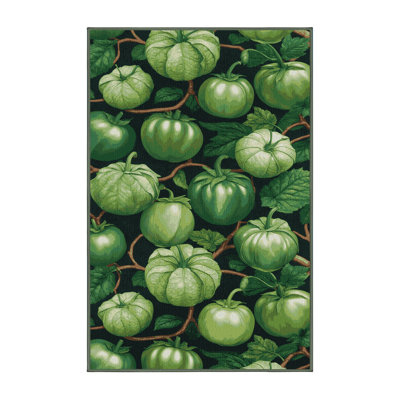 Washable Tomatillo Vegetables Area Rug