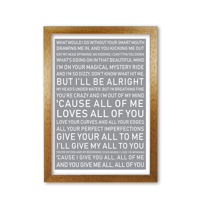 All Of Me - Print, 42 cm H x 30 cm W x 5 cm D, Honey Oak Frame