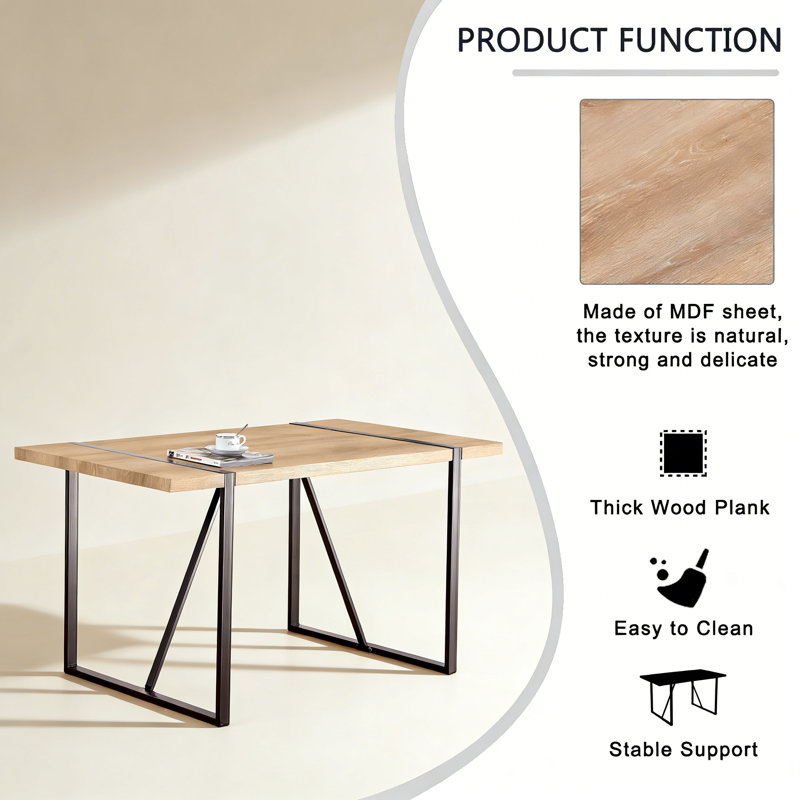 Table de salle à manger industrielle en bois pour 4 à 6 personnes
