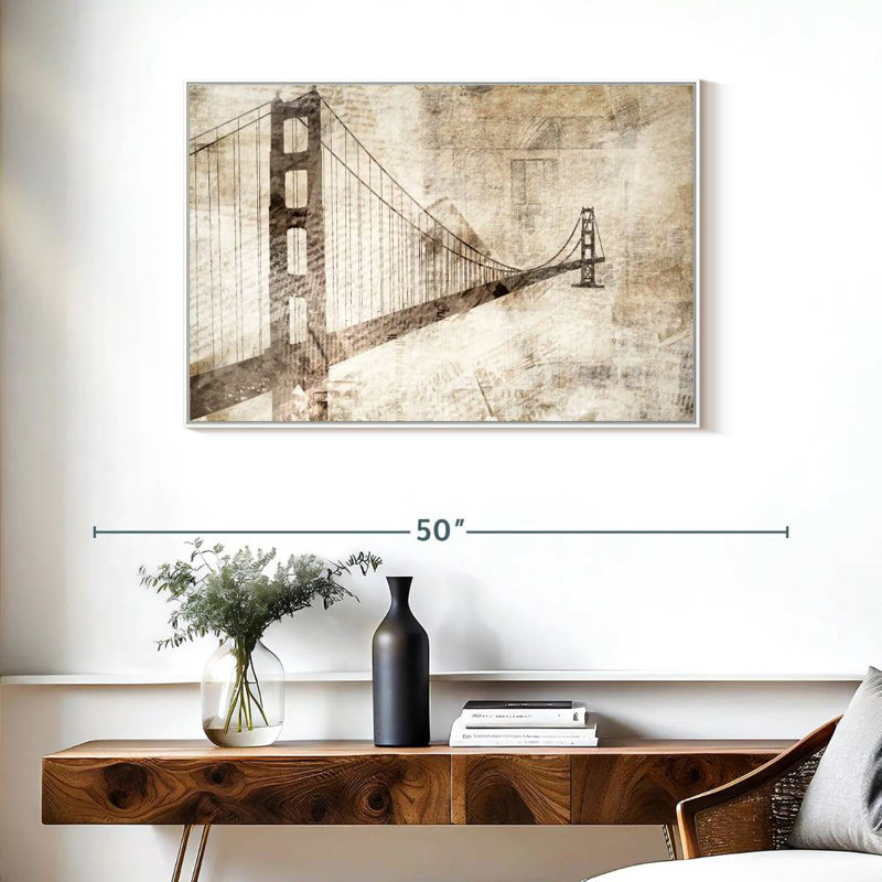 Pont du Golden Gate, Cadre flottant blanc, 37 po x 25 po