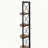 Fexy 59 Inch Corner Etagere Bookcase, 4 Tier Display Shelves, Black Metal, Rustic Brown-469439734