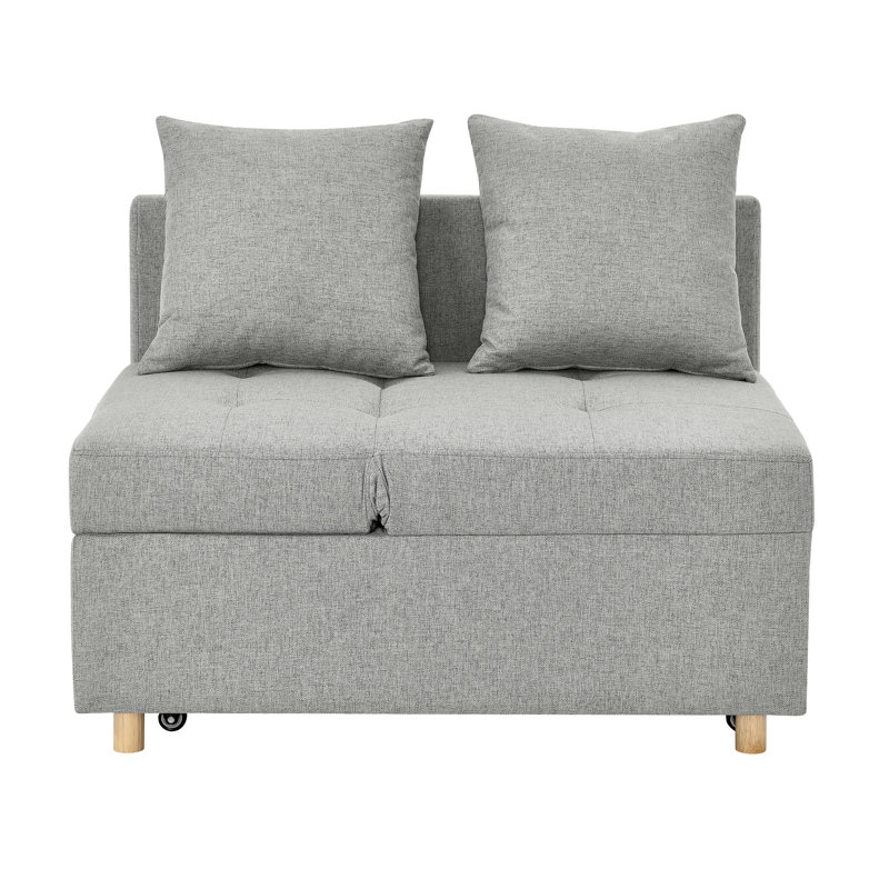 Fauteuil convertible convertible à dossier réglable avec canapé-lit et roulettes, tissu en lin moderne pour le salon pour les espaces restreints