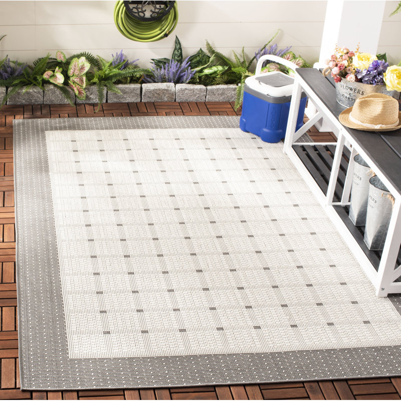 Tapis d'intérieur / extérieur à motif géométrique lavable à la machine Abass, Rectangle 5 pi 3 po x 7 pi 6 po