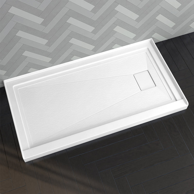60" W × 32" D Acrylic Shower Base Single Threshold for Alcove Installation with Right Drain, Right