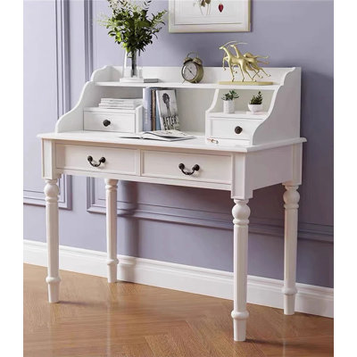 American Style Rubberwood Desk with On-Desk Bookshelf