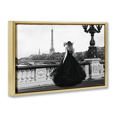 Girl in Gown Cityscape Framed Floater Canvas by Reinders