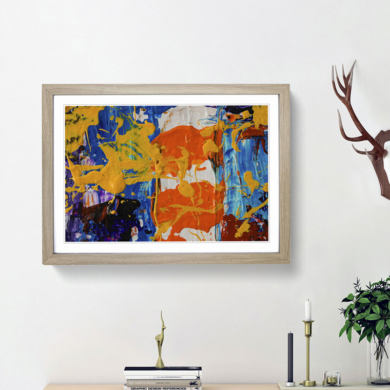 Abstract Art Painting Vol.80 by S.Johnson - Picture Frame Painting Print, 62cm H x 87cm W x 2cm D, Oak Framed