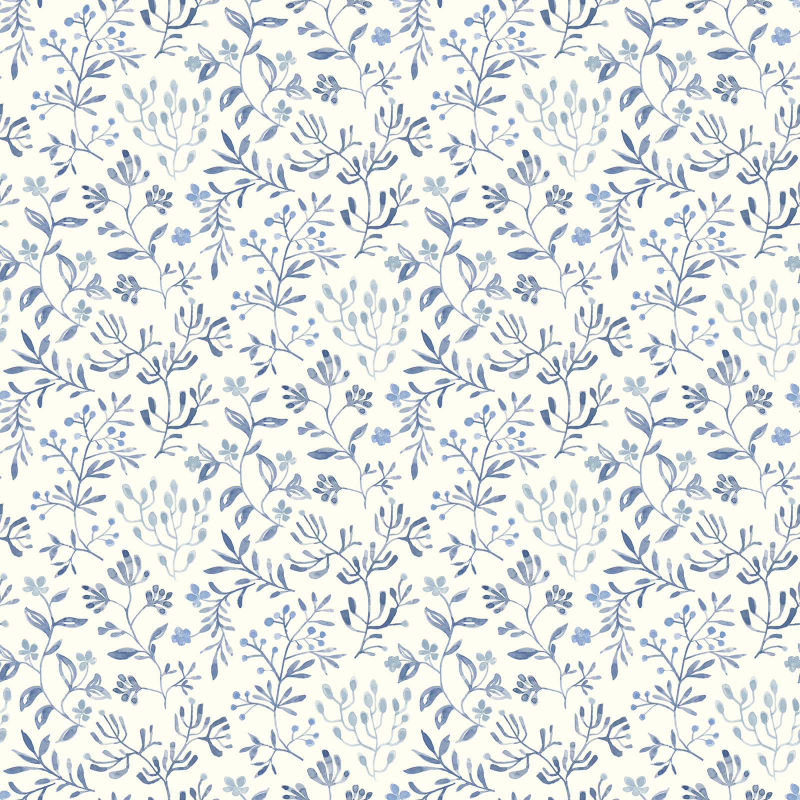 Siren Prepasted Floral Wallpaper, Blue