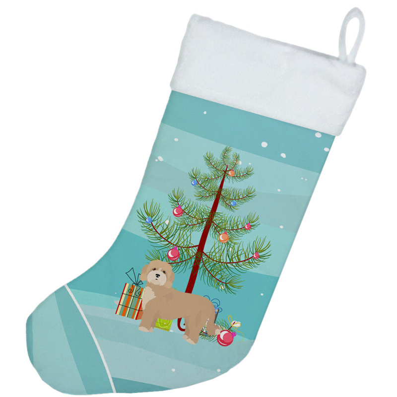 Chaussette de noël joyeux de noël, Cavachon brun