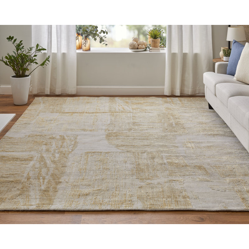 Eastfield Abstract Area Rug in Beige/Gold/Ivory, Rectangle 5' x 8'
