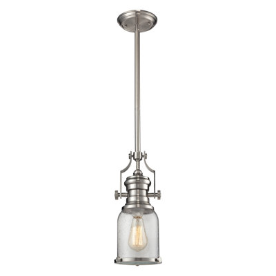 Mini-luminaire suspendu 1 lumière de 8 po de large Chadwick - nickel satiné