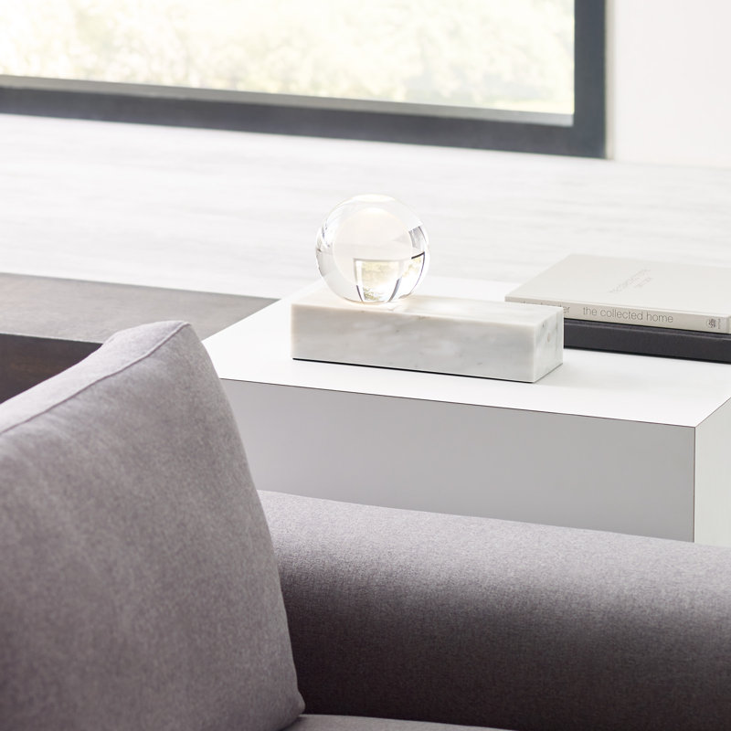 Mina LED Table Lamp, White Marble