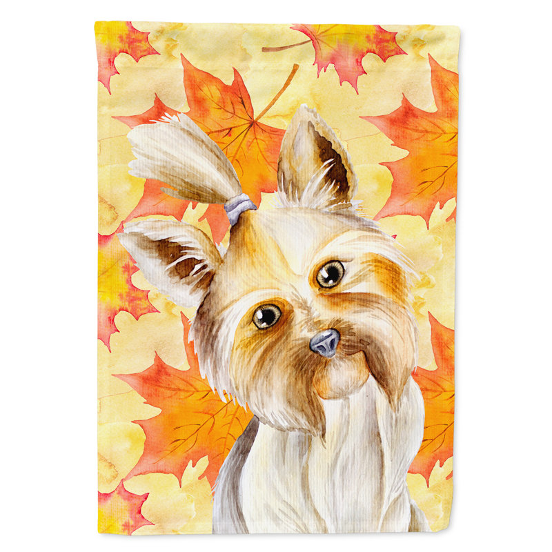 Automne 2 côtés en polyester 15 x 11 po drapeau de jardin, Yorkshire-terrier Yorkie