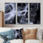 Vagues de marbre noir et blanc - ensemble d'art mural moderne sur toile encadrée 3