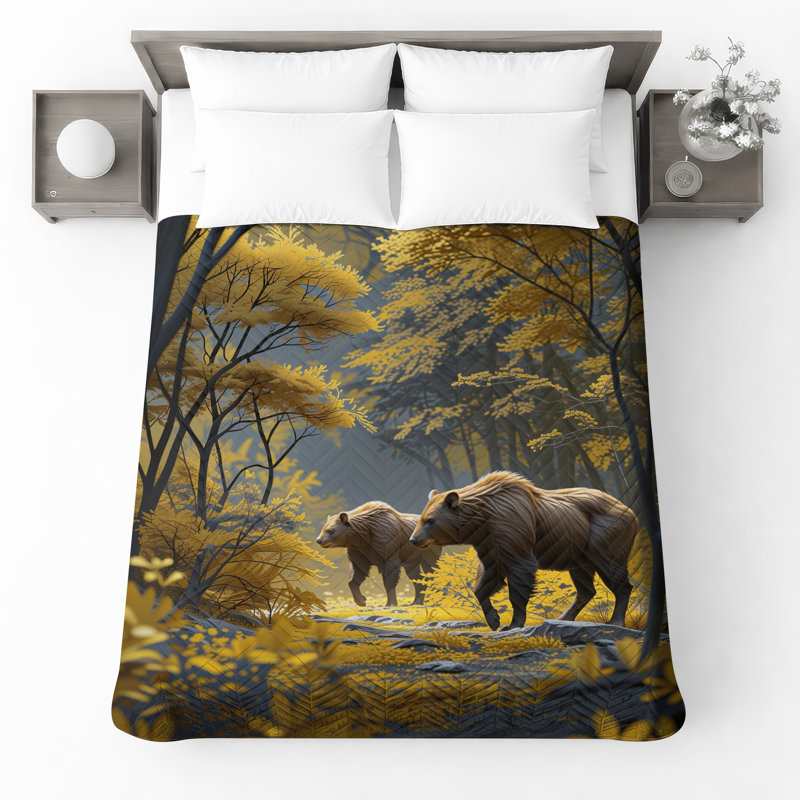 Bears In Autumn Forest Bedding, Très grand lit