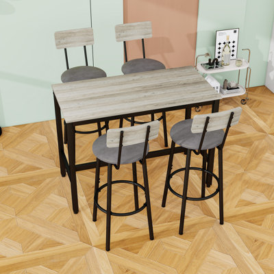 Bar Table Set with 4 Bar Stools