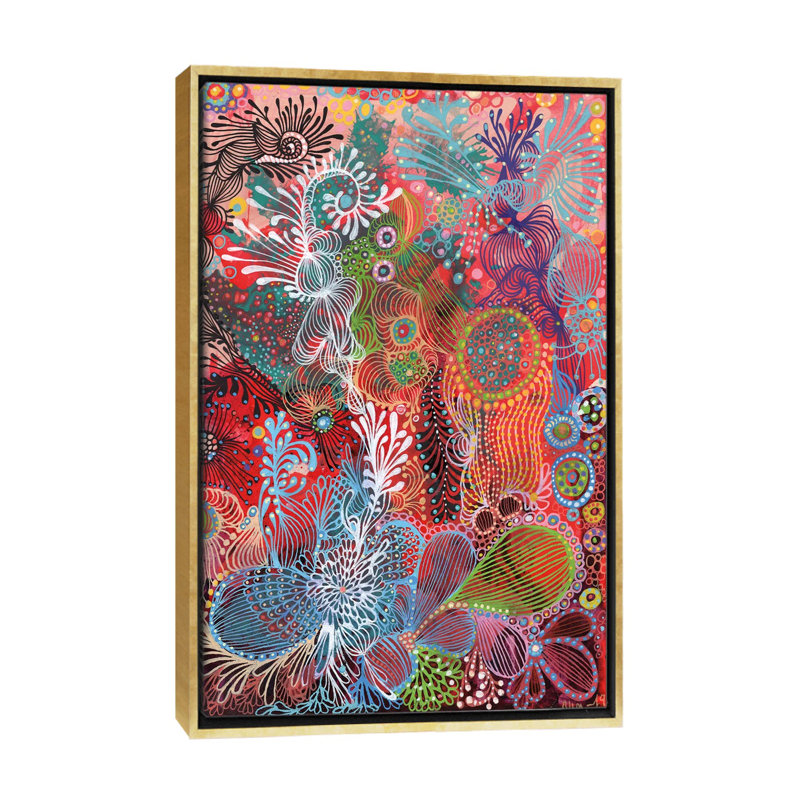 «Nature II» par Noemi Ibarz - impression d'art graphique, H 60 po x l 40po x P 1,5 po, Toile encadrée d'or