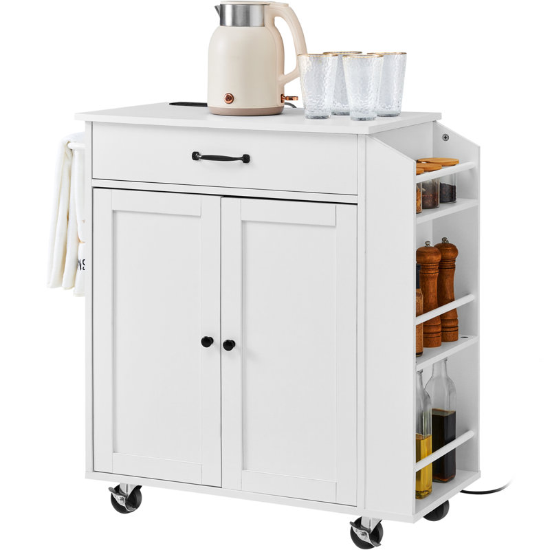 Armoire de rangement sur roulettes avec station de charge pour îlot de cuisine