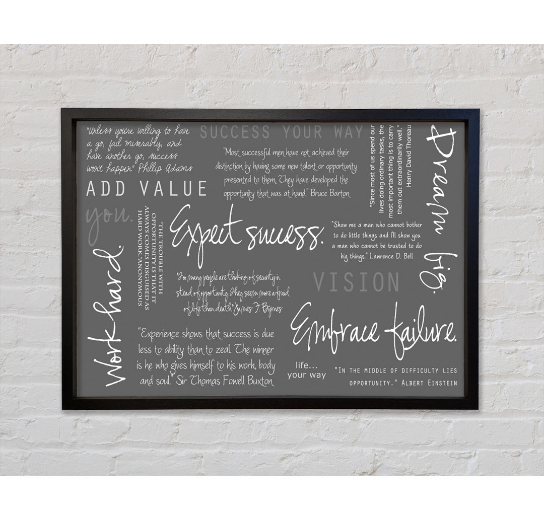 Work Hard Dream Big Expect Success - Single Picture Frame Typography on Canvas