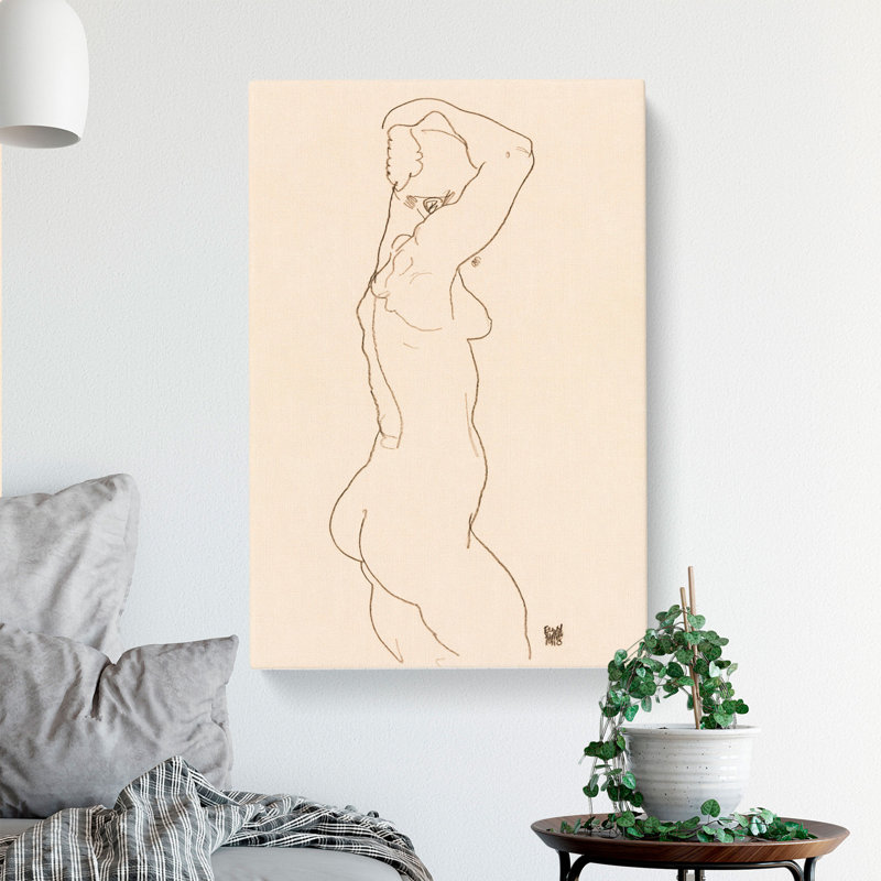 Study Of A Naked Woman Vol.1 by Egon Schiele - Wrapped Canvas Print, 50cm H x 35cm W x 3cm D