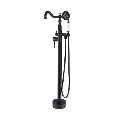 Robinet de baignoire autoportant à poignée simple classique avec douche à main