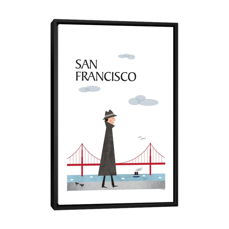 "San Francisco" par TomasDesign, impression sur toile, H 26 po x l 18 po x P 1,5 po, Toile avec cadre noir, Pas de tapis