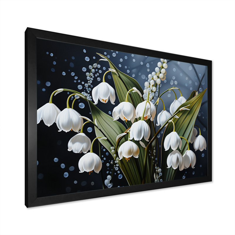 «White Graceful Snowdrops Flowers I», reproduction, Cadre photo noir, H 12 po x l 20 po x P 1 po