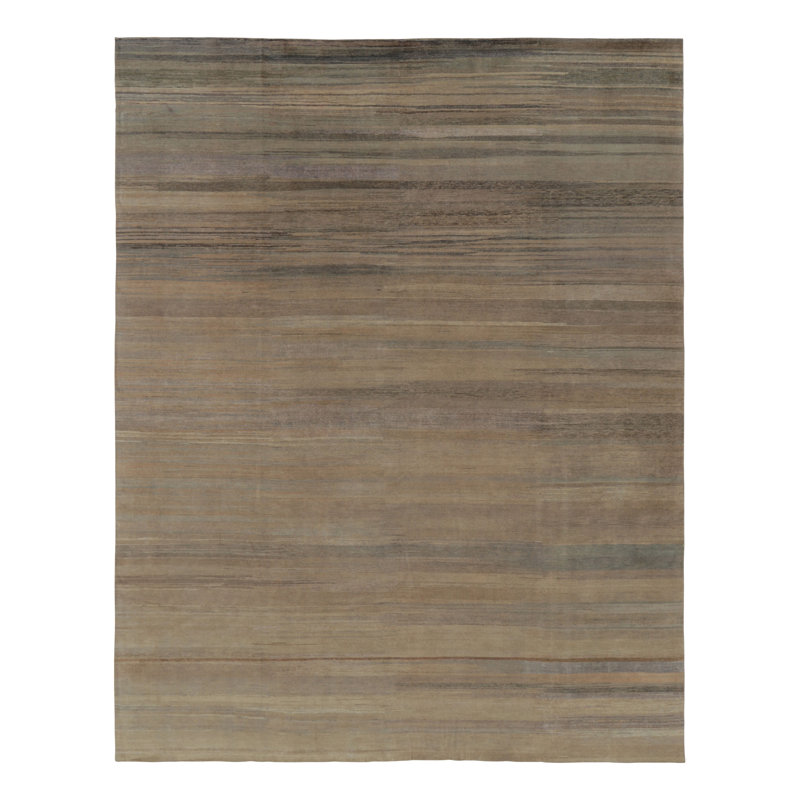 Rug & Kilim’S Modern Textural Rug, Tone-On-Tone Beige And Light Blue Striae