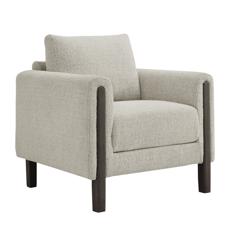 Hawken Boucle Fabric Accent Armchair, Parchment Espresso, Parchment Espresso