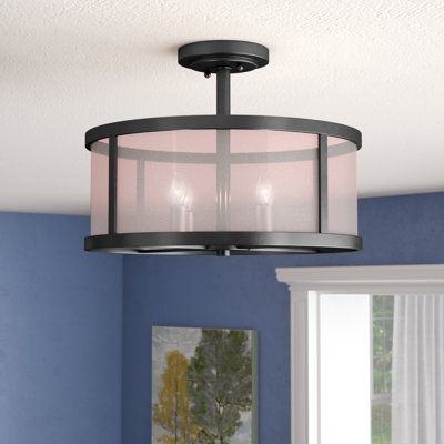 Plafonnier semi-encastré de style lanterne de 18 po à 4 lumières Elmer