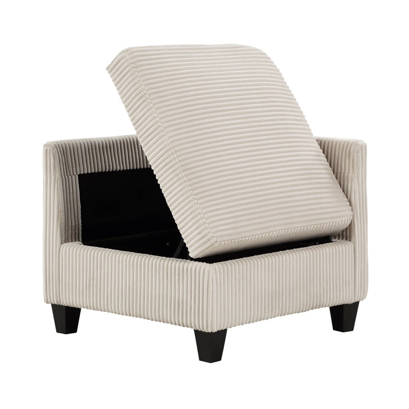 Siège de coin beige avec rangement en velours côtelé Modern Living Furniture