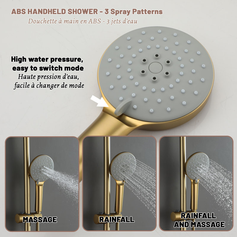 Brushed Gold Dual Rain and Handheld Shower System